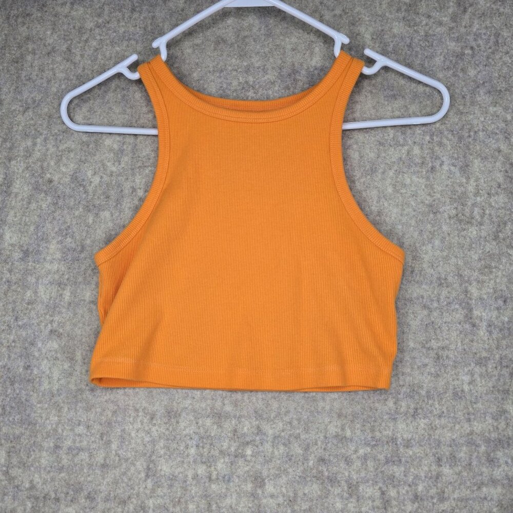 Wild Fable Orange Ribbed Crop Tank Top Size M